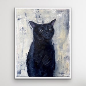 Schwarze Katze Giclée Print: Lustige Schwarze Katze Kunst