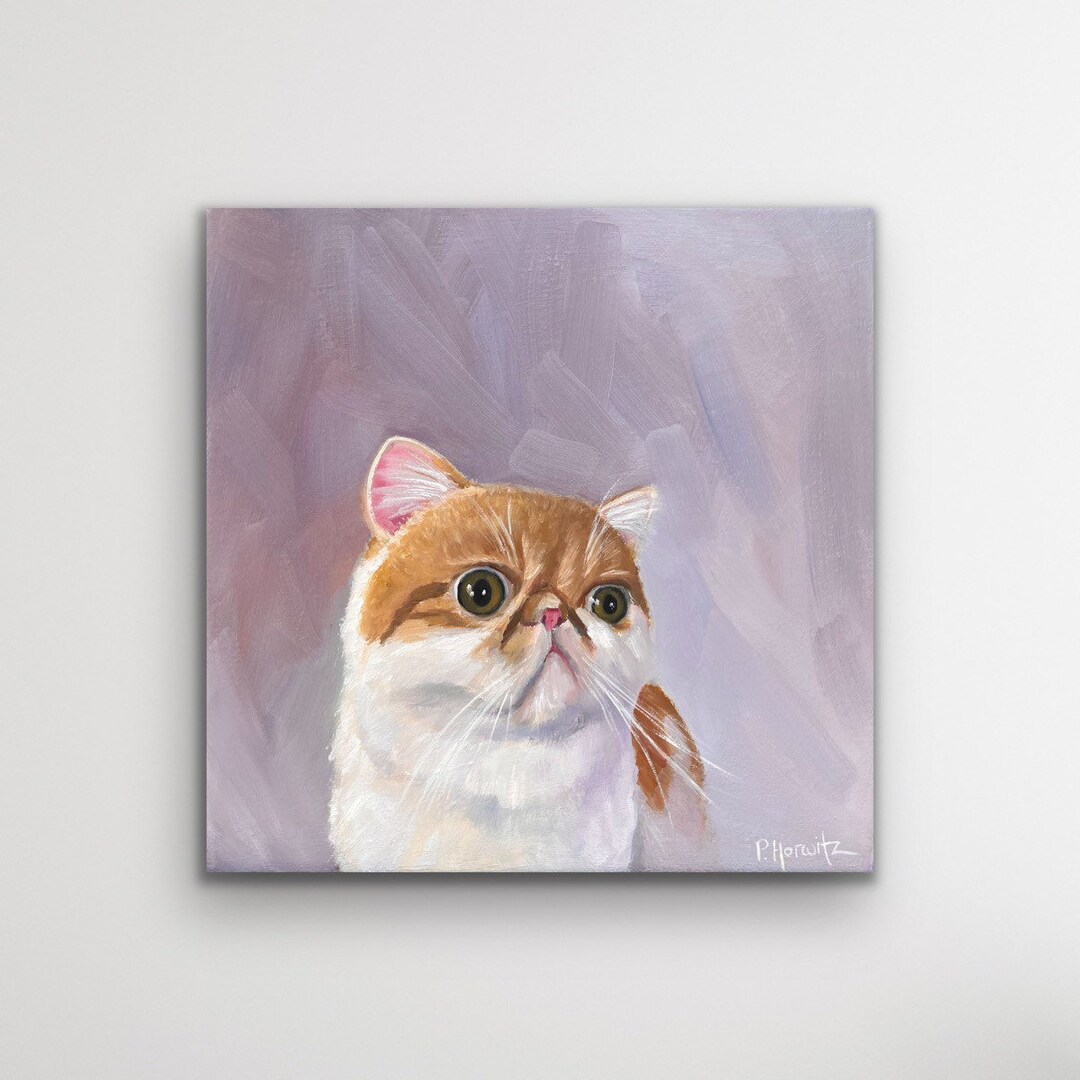 8x8 Inch Original Oil Painting Animal Art Cat Painting Etsy UK