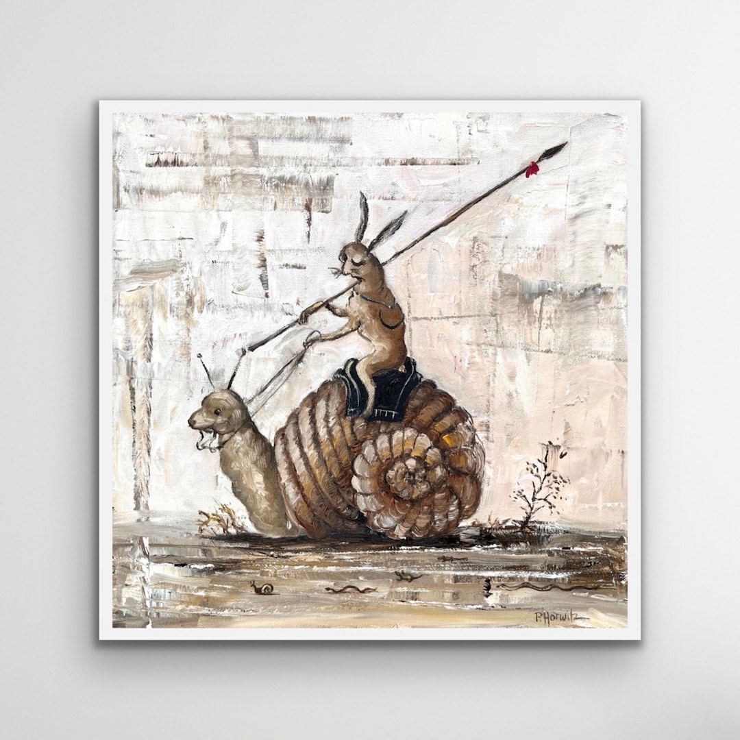Medieval Rabbit Riding Snail Giclee Print: Pattie Horwitz Artwork - Etsy
