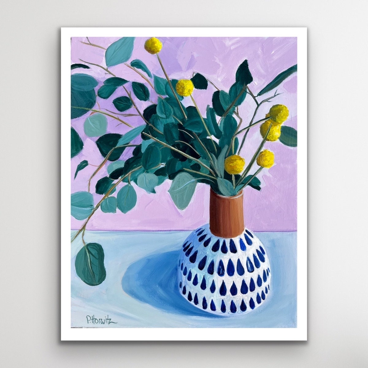 Round Blue Pom Pom Flowers for Vase, Fake Flower Stems, Faux Flower, Table  Centerpiece, Spring Flower Arrangement 