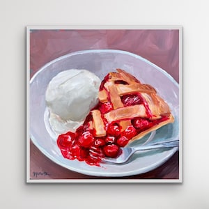 Cherry Pie Print l Food Art Print l Kitchen Wall Decor l Cozy Home Decor l Classic American Dessert Art l Cherry Pie Lover l Retro Art