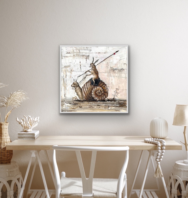 Medieval Rabbit Riding Snail Giclee Print: Pattie Horwitz Artwork - Etsy