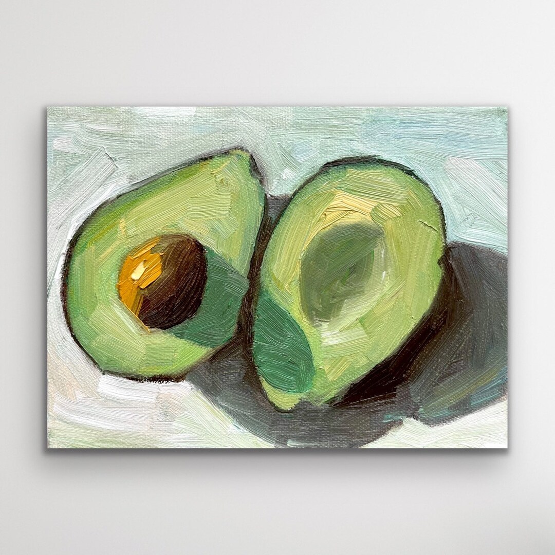Avocado Oil Painting L Kitchen Artwork L Expressive Food Art L Textured ...