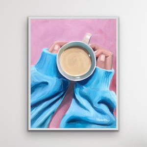 Impressão Giclée de café aconchegante l Arte de amante de café l Arte de cozinha l Degustação de uma xícara de café l Arte de café aconchegante l Arte de xícara de café l Caneca de café