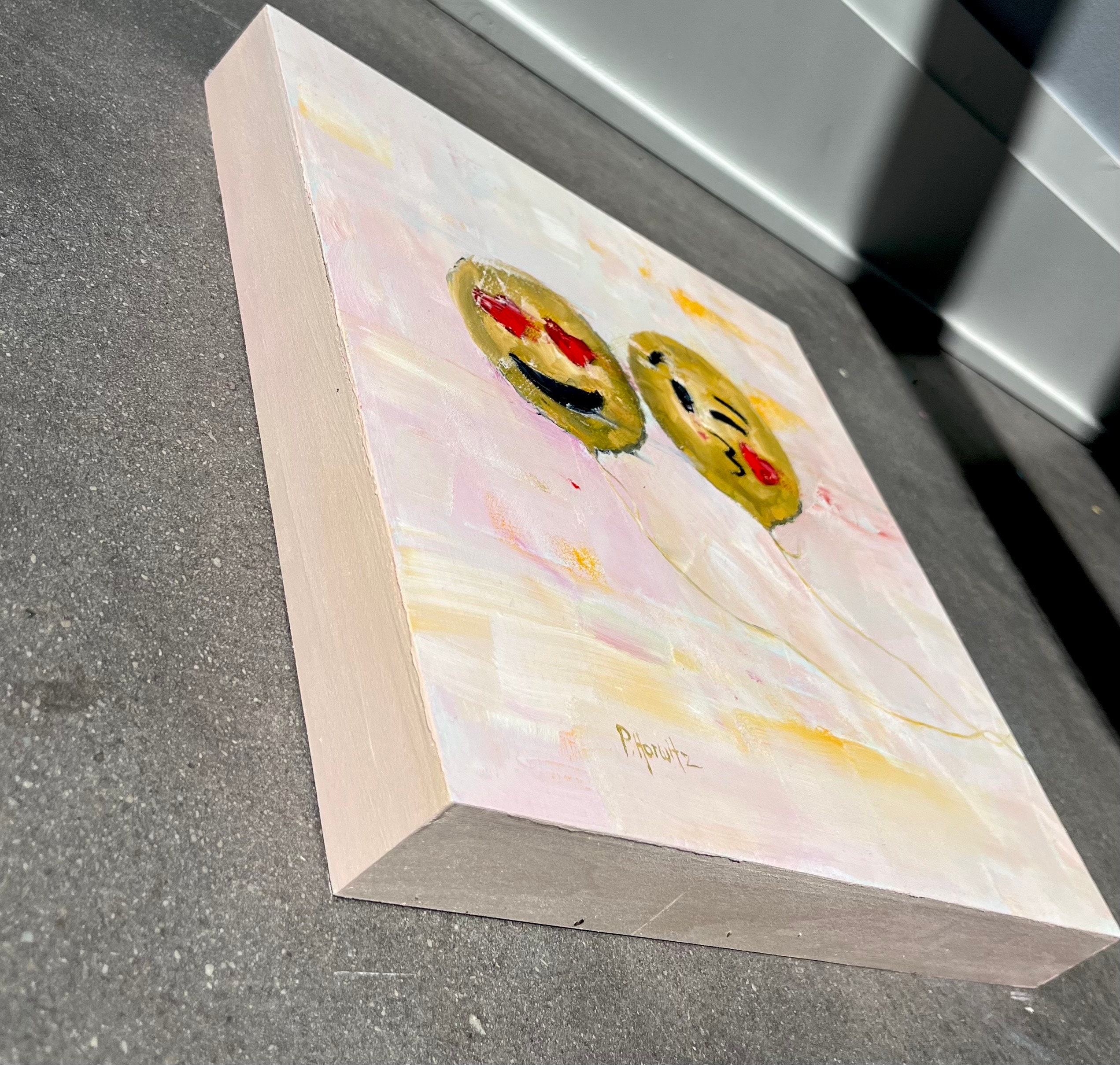 12x12 Inch Oil Painting Original Oil Painting Emoji Etsy