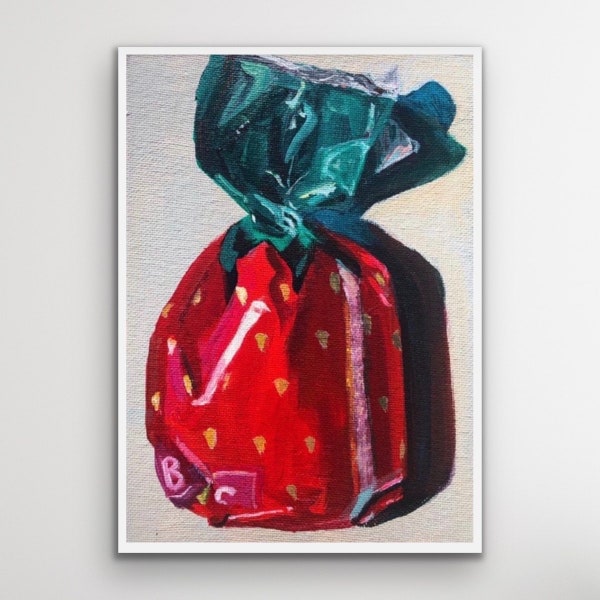 Impression giclée de bonbons aux fraises, art de bonbons, emballage de bonbon brillant, décoration d'intérieur, bonbon saveur fraise, bonbon nostalgique à la fraise, oeuvre d'art