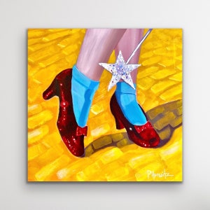Impressão Giclée dos Chinelos Vermelhos da Dorothy l Arte do Mágico de Oz l Arte do Filme l Sapatos Vermelhos da Dorothy l Decoração para Casa l Arte Colorida l Estrada de Tijolos Amarelos