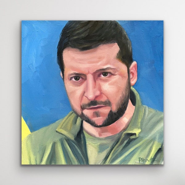 Zelensky Oil Painting l Portrait Painting l Ukrainian President Painting l Patriotic Art l Political Figure l Zelensky Portrait