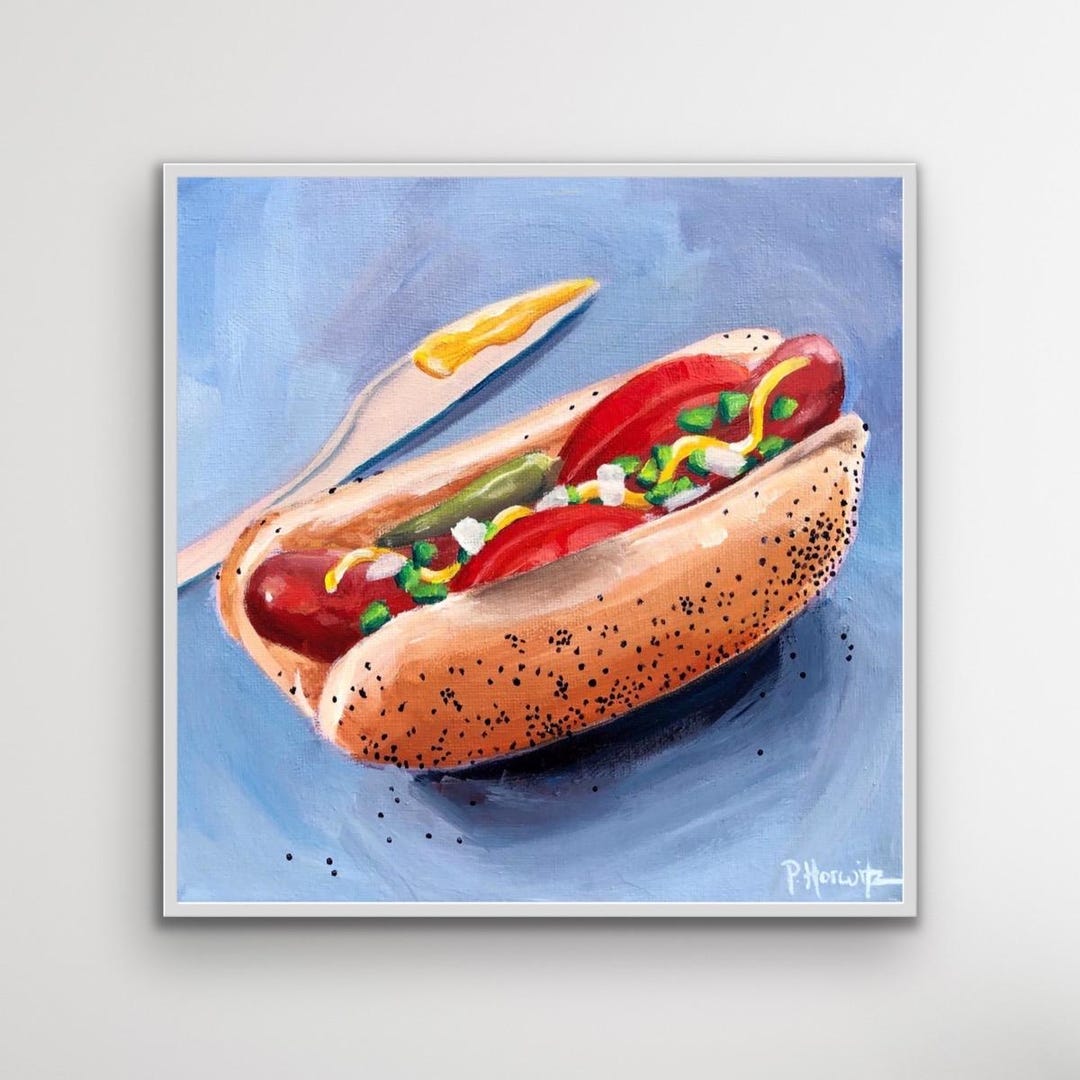 シカゴホットドッグのジクレー版画 · クラシックなシカゴスタイルの犬