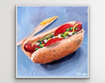 Chicago Hot Dog Giclée Print · Classic Chicago-Style Dog Art