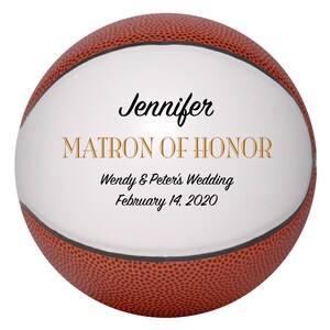 Personalized Custom Matron of Honor Wedding Basketball Gift, Wedding Keepsake, Wedding Anniversary, Wedding Favours