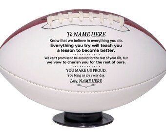 Personalized Custom Regulation Size Football, To Our Son Grandson Daughter Granddaughter, from Grandpa Grandma Dad Mom, Wedding, Graduation