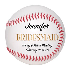 Cadeau personnalisé de baseball de mariage de demoiselle d'honneur personnalisé, souvenir de mariage, anniversaire de mariage, cadeaux de mariage