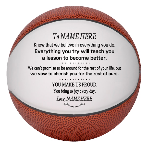 Personalized Custom Mini Basketball, To Our Son Grandson Daughter Granddaughter, from Grandpa Grandma Dad Mom, Wedding, Graduation Birthday