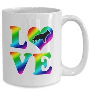 German Shepherd Mug Gift - German Shepherd  LGBTQ Rainbow Love Coffee Mug - German Shepherd Dad Mom Mug - German Shepherd Owner Coffee Mug