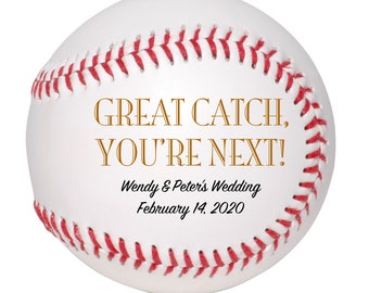 Wedding Garter Toss, Personalized Wedding Baseball Gift, Great Catch You're Next Garter Toss Alternative, Wedding Toss Groomsmen Gift