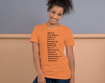 Greek Mythology Gods Pantheon List of Demigod Names Short Sleeve T-Shirt - Greek Mythology Lovers Gift