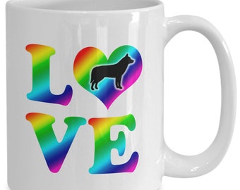 Siberian Husky Mug Gift - Siberian Husky  LGBTQ Love Rainbow Pride Coffee Mug - Siberian Husky Dad Mom Mug - Siberian Husky Owner Coffee Mug