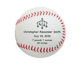 Personalized Baseball Birth Announcement, Baby Girl, Baby Boy, New Dad Mom, Custom Nursery Gift, Engraved Baseball, Father's & Mother's Day