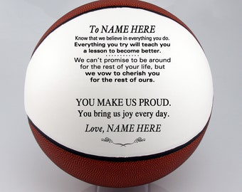 Personalized Custom Basketball, To Our Son Grandson Daughter Granddaughter, from Grandpa Grandma Dad Mom, Wedding, Graduation Birthday