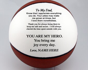 Father's Day Basketball Gift, Personalized Fathers Day Gift From Son, Father's Day Gift from Daughter, Custom Basketball Unique Fathers Day