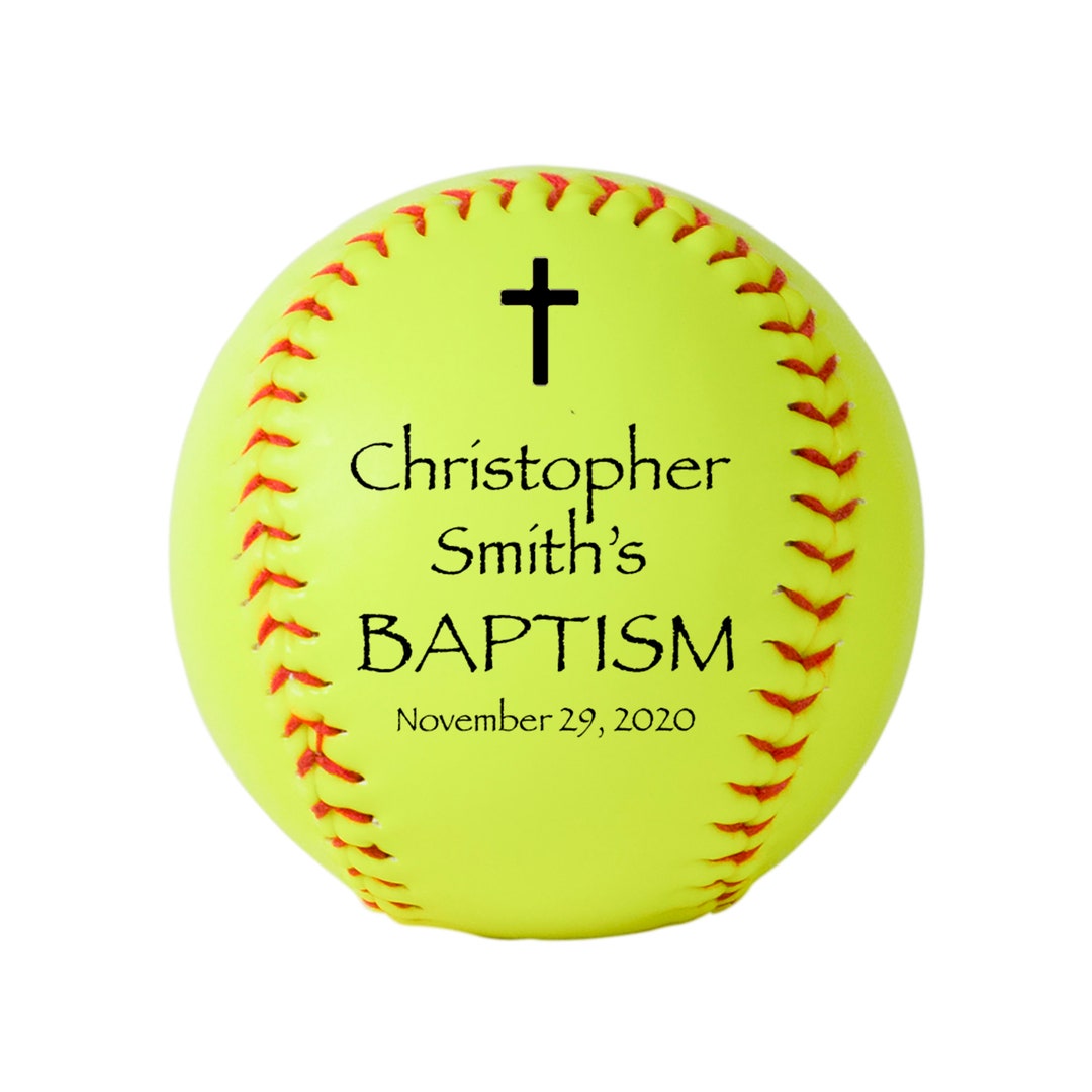 Baptism Softball Gift, Baptism Keepsake, Personalized Softball for Him