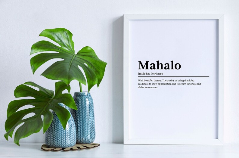 Mahalo Definition Mahalo Quote Thank you Downloadable Etsy