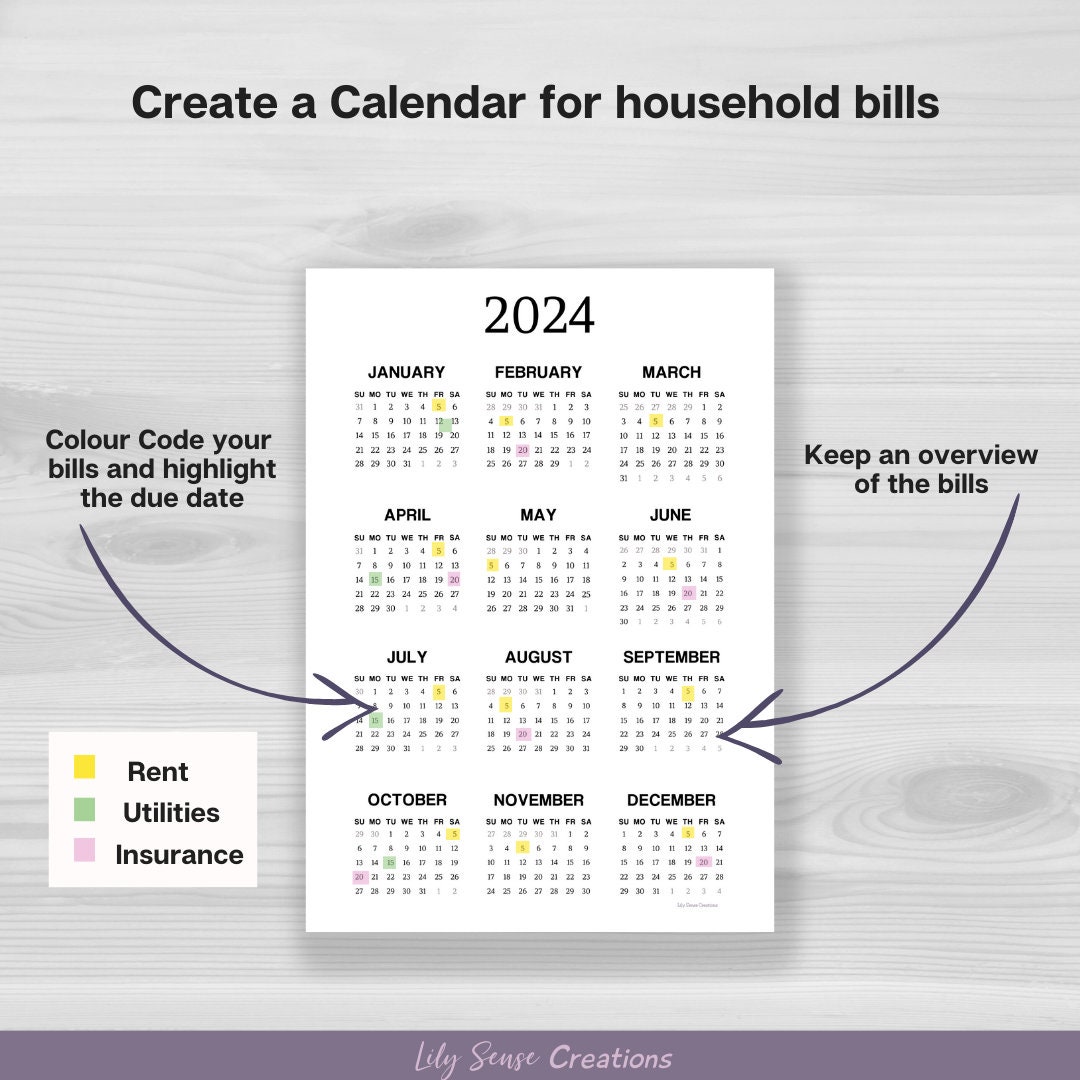 2024-2025 Calendar, Printable 2024 Calendar on One Page, Instant ...