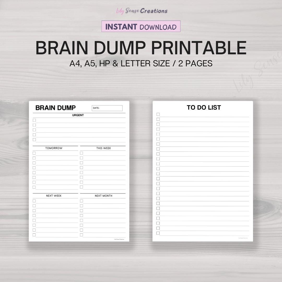 Brain Dump Printable Planner, Thought Organizer, Brain Declutter, to Do ...
