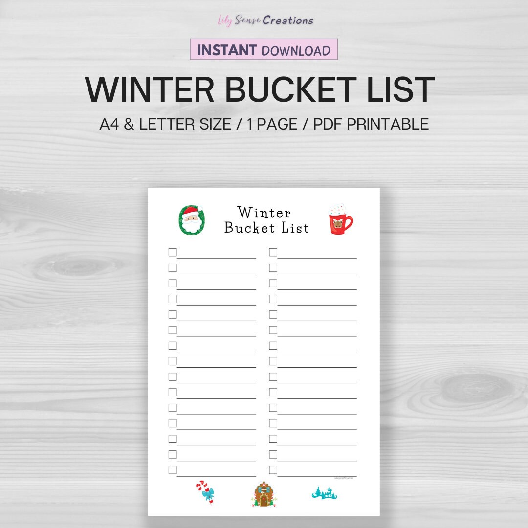 Winter Bucket List Printable Holiday Bucket List Holiday to - Etsy