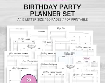 Birthday Printable Planner, Party Checklist, Event Planner, Party Planner, Guest List Tracker, PDF A4 Letter, Instant Download