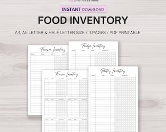 Kitchen Inventory, Printable Food Inventory Checklist, Fridge Inventory, Freezer Inventory, Restaurant Inventory PDF, Pantry Checklist