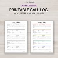 Phone Call Log Printable PDF, Telephone Message Log for Office ...