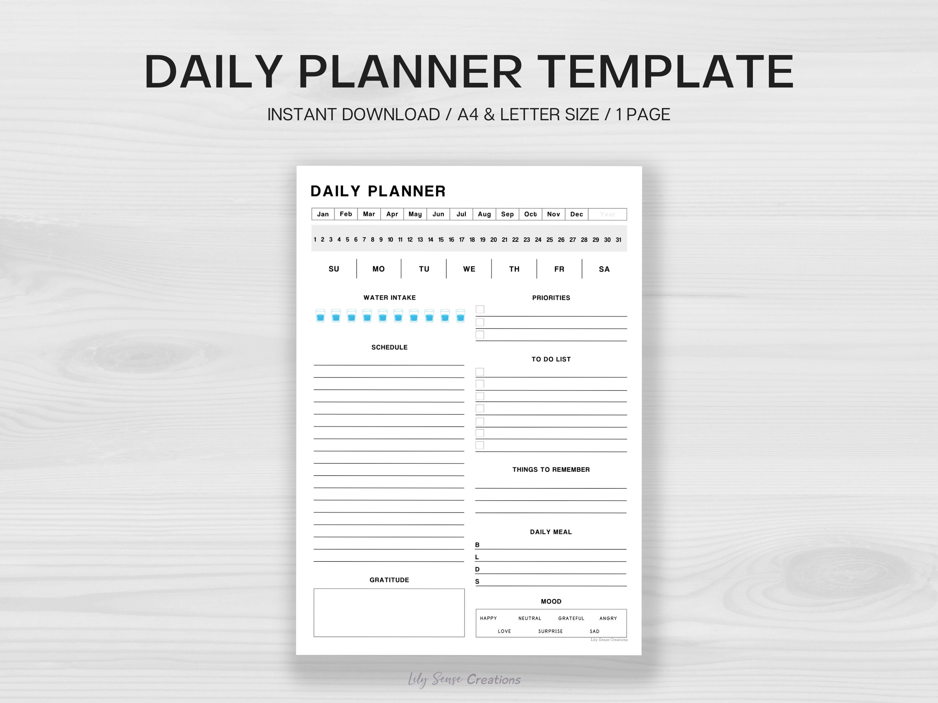 Daily Planner Printable Template Day Planner Printable Daily Etsy