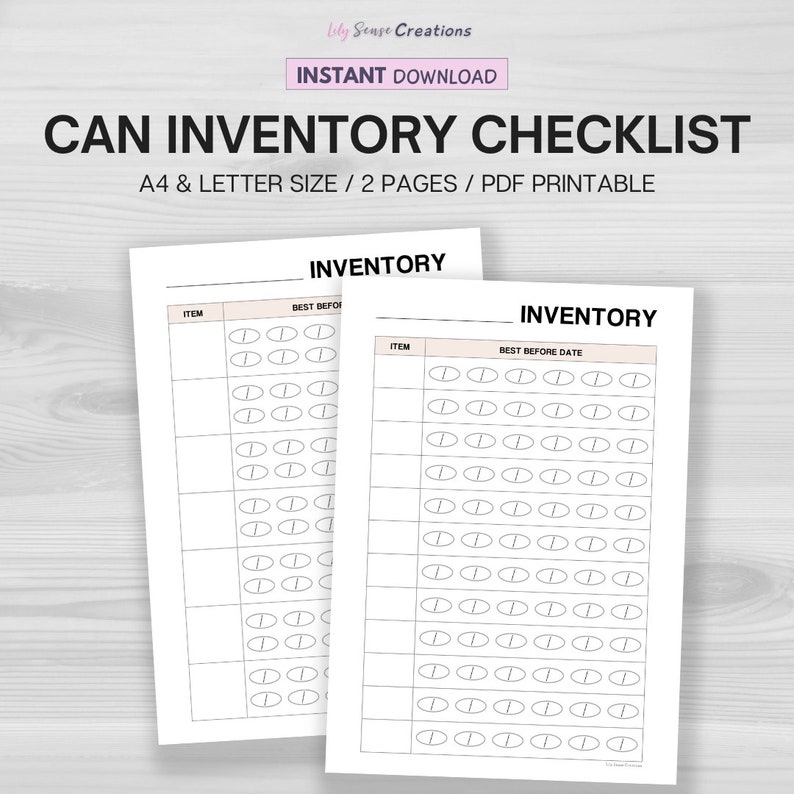 Printable Can Inventory Checklist Template, Canned Soup Tracker, Canned ...