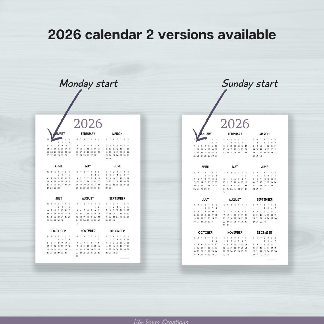 Three Year Calendar, Printable 3 Year Calendar, 2026 Calendar on One