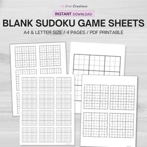 Printable Blank Sudoku Game Sheets, Sudoku Puzzle Template, Sudoku Game ...