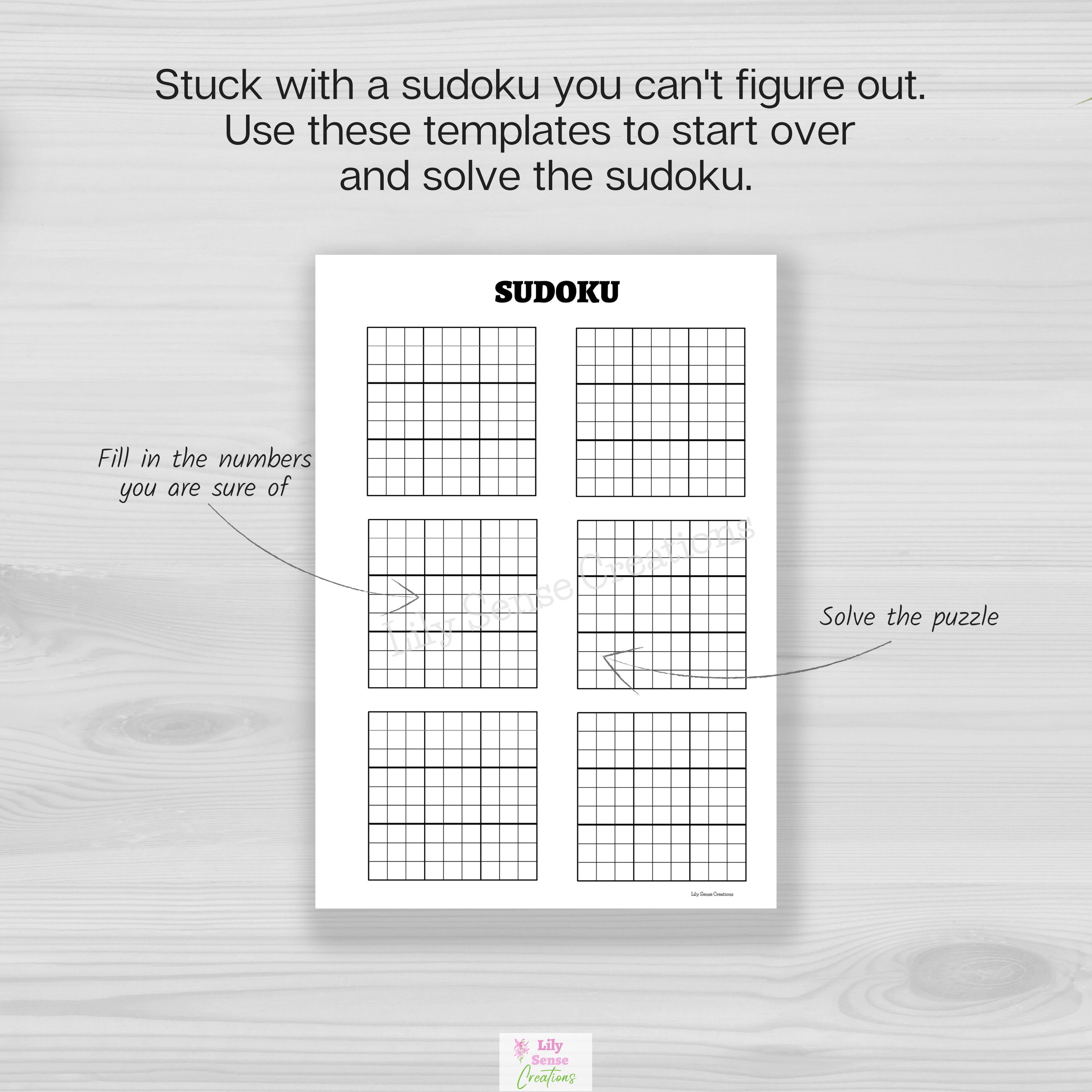 sudoku puzzle template printable sudoku solver printable etsy
