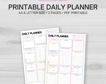 Daily Planner, Printable Daily Agenda Template, Instant Download, PDF Printable