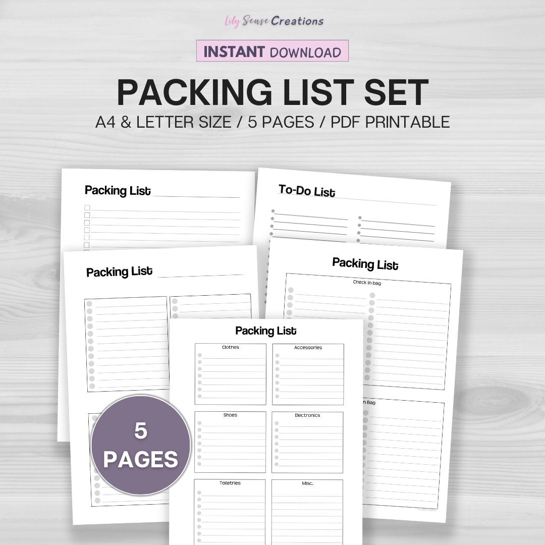 Travel Packing List Printable, Holiday Planning, Packing Checklist ...