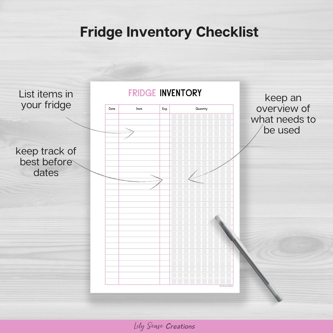 Food Inventory Tracker & Shopping List Set, Fridge Inventory, Pantry ...