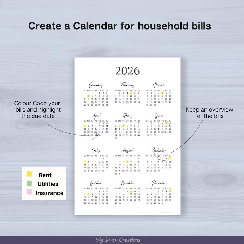 2026 Printable Calendar on One Page, Wall Calendar, Minimalist Calendar ...