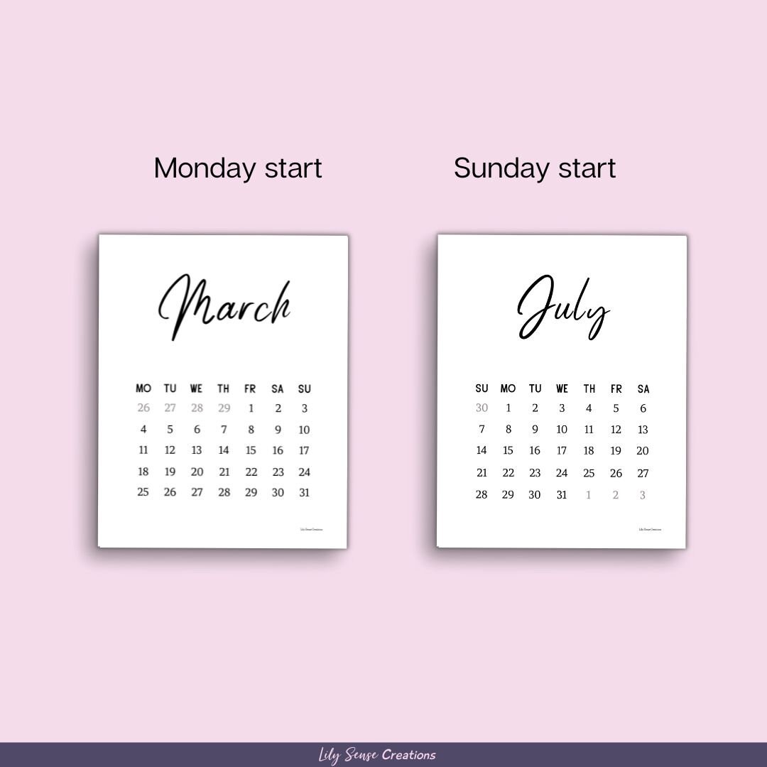 2024 Monthly Calendar Printable, Large Font Monthly Calendar, A4, A5 ...