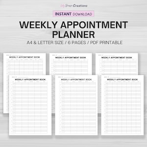 Weekly Appointment Planner Printable, Weekly Schedule Planner, Appointment Tracker, Week At A Glance, Appointment Reminder,Download PDF