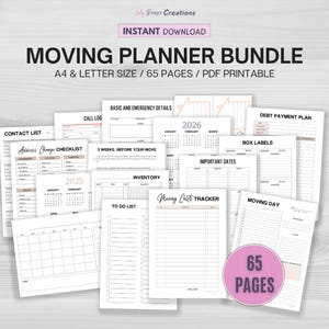 Printable Moving Checklist, Moving Planner Bundle, Relocation Checklist, Removal Tracker, First Night In New Home List, Instant Download PDF
