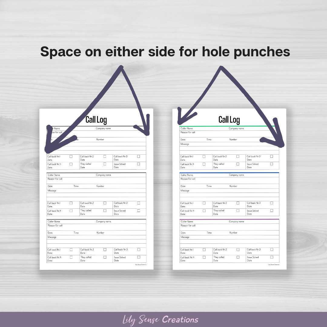 Printable Call Log, Call Back Tracker, Missed Call Template ...
