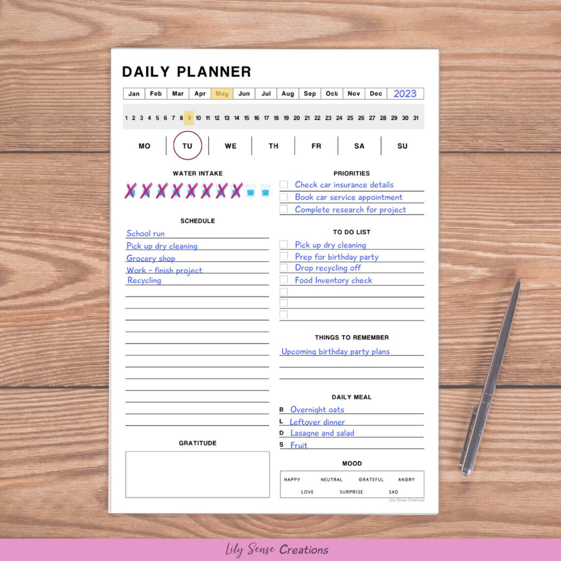 Daily Planner Printable Template, Day Planner Printable, Daily to Do ...