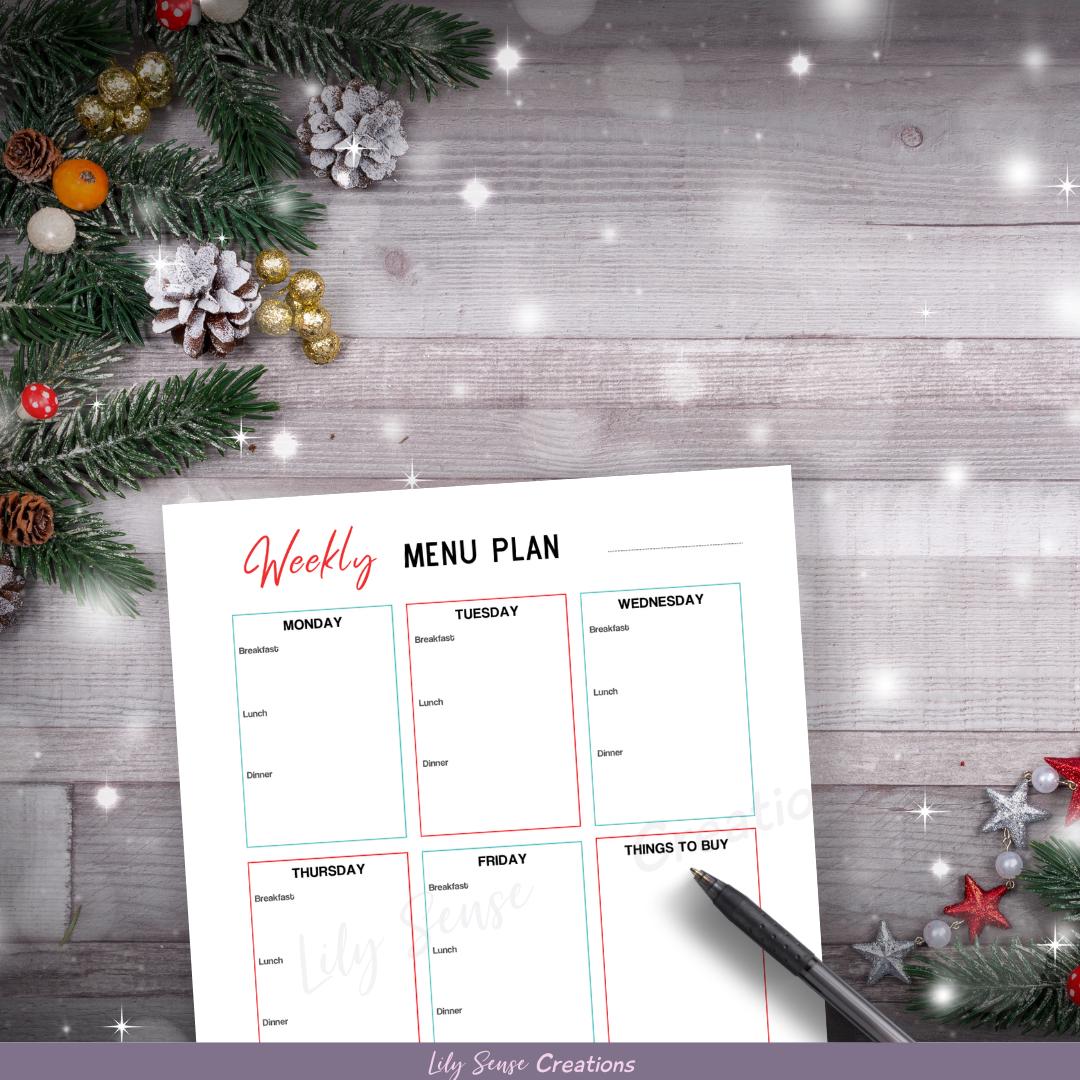 Printable Christmas Menu Planner Set, Holiday Planner, Xmas Menu ...