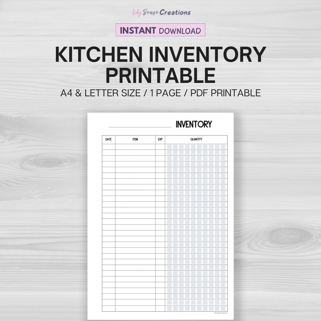 the best food inventory printables to organize your... Food Inventory Printable Checklist, Kitchen Inventory, Fridge and ...