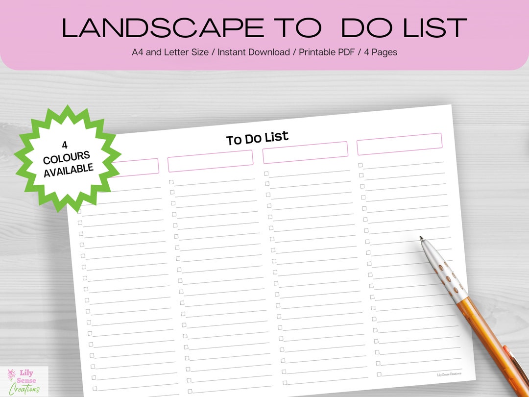 Landscape to Do List Task List Printable Productivity - Etsy